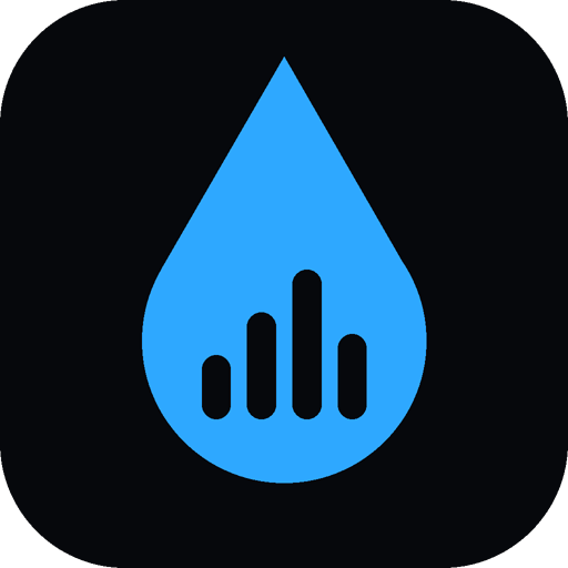 FLOOD app icon: a blue water drop with beat-meter bars
